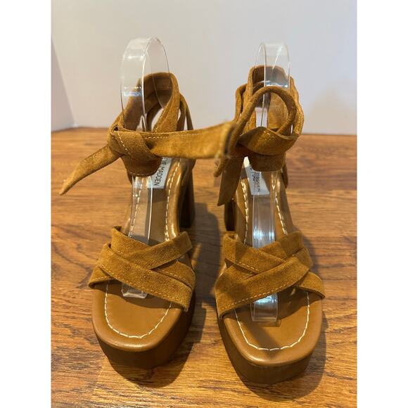 Steve Madden Women’s Rydley Leather Platform Sandals – Cognac – Size 7 – NWT - Picture 3 of 10